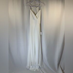 Lulus White V-Neck Lace Back Maxi Dress M